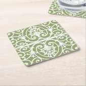 Olijfgroen rolpatroon kartonnen onderzetters (Schuin)
