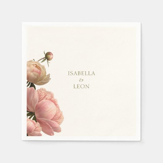 Olijfgroen & Roos bruiloft Servet (Voorkant)