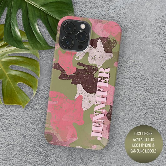 Olijfgroen Roze Kaki Bruin Camo Art Patroon Case-Mate iPhone Case