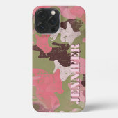 Olijfgroen Roze Kaki Bruin Camo Art Patroon iPhone Hoesje (Achterkant)