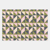  Olijfgroen Roze Kerst Geometrisch Schattige Inpakpapier Vel (Voorkant 3)