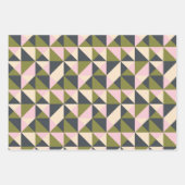  Olijfgroen Roze Kerst Geometrisch Schattige Inpakpapier Vel (Voorkant 2)