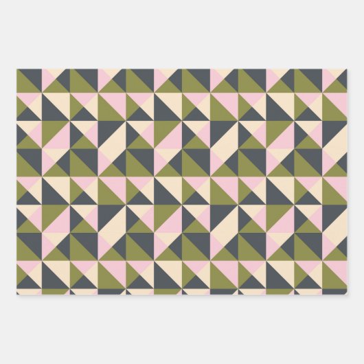 Olijfgroen Roze Kerst Geometrisch Schattige Inpakpapier Vel (Voorkant 2)