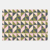  Olijfgroen Roze Kerst Geometrisch Schattige Inpakpapier Vel (Voorkant)