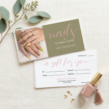 Olijfgroen Roze Nagelsalon Cadeaubon