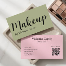 Olijfgroen Roze Script Make-up Salon QR-code
