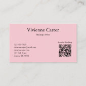 Olijfgroen Roze Script Make-up Salon QR-code Visitekaartje (Achterkant)