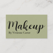 Olijfgroen Roze Script Make-up Salon QR-code Visitekaartje (Voorkant)