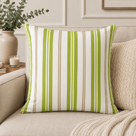 Olijfgroen+ Saliegroen+ Beige Strepen Patroon Kussen
