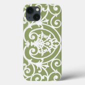 Olijfgroen scrollwork patroon Hoesje-Mate iPhone c Case-Mate iPhone Case (Achterkant)