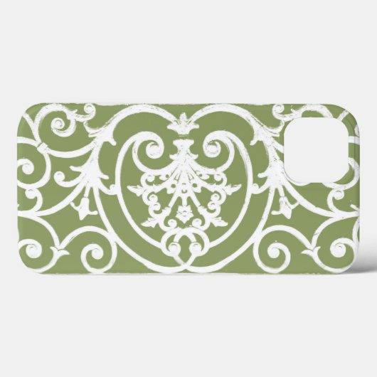 Olijfgroen scrollwork patroon Hoesje-Mate iPhone c Case-Mate iPhone Case (Achterkant (horizontaal))