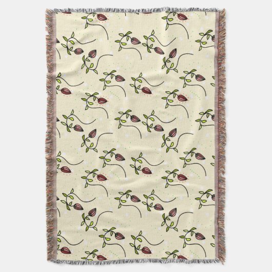 Olijfgroen sierpatroon deken (Voorkant Verticaal)