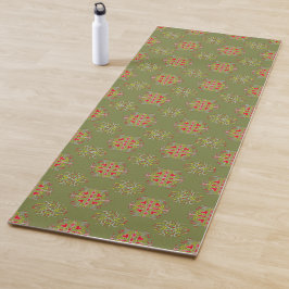 Olijfgroen sierpatroon yogamat