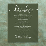 Olijfgroen Signature Script Drinken Menu Sign Poster<br><div class="desc">Dit stijlvolle script minimalistische olijfgroene drinken menubord is perfect voor uw bruiloft. Ontworpen door Thisnotme©</div>