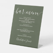 Olijfgroen Signature Script Wedding Bar Menu Reclamebord Met Voetstuk (Voorkant)