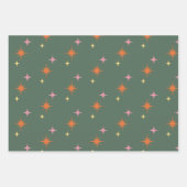 Olijfgroen, Sinaasappel, Roze Retro Mideeuw Modern Inpakpapier Vel (Voorkant 2)