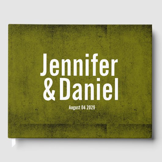 Olijfgroen Stijlvol Trendy Aangepaste Bruiloft Gastenboek (Voorkant)