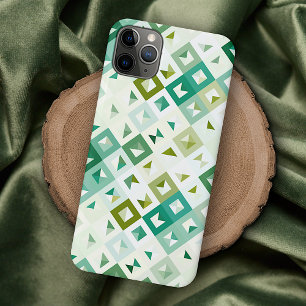 Olijfgroen Tealblauw Ivoor Mozaïek Kunstpatroon iPhone 16 Pro Max Hoesje