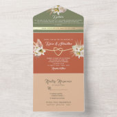 Olijfgroen & Terracotta Pampas Grass Wedding All In One Uitnodiging (Binnen)