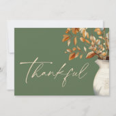 Olijfgroen Thanksgiving Modern Rustiek Dankbaar Feestdagenkaart (Voorkant)