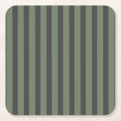 Olijfgroen Tik Gestreept Modern Kartonnen Onderzetters (Voorkant)