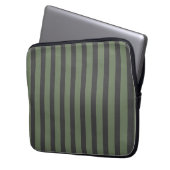 Olijfgroen Tik Gestreept Modern Laptop Sleeve (Voorkant Links)