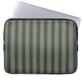Olijfgroen Tik Gestreept Modern Laptop Sleeve (Voorkant)