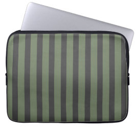 Olijfgroen Tik Gestreept Modern Laptop Sleeve