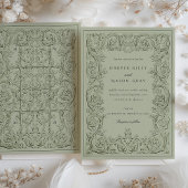 Olijfgroen Trouwscrollwork Kaart