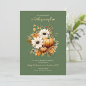 Olijfgroen verwacht een kleine pompoenzwangerschap aankondiging (Staand voorkant)