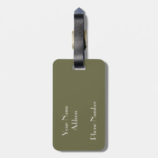 Olijfgroen - voeg monogram bagagelabel toe (Achterkant verticaal)
