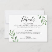 Olijfgroen Waterverf bruiloft Details Kaart (Voorkant)