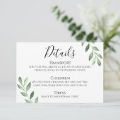Olijfgroen Waterverf bruiloft Details Kaart (Staand voorkant)