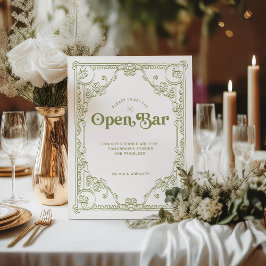  Olijfgroen Wedding Open Bar Reclamebord Met Voetstuk