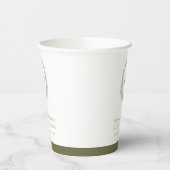 Olijfgroen wit hand getrokken blad monogram bruilo papieren bekers (Links)