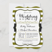 Olijfgroen & wit koppels Trouwdouche Kaart (Voorkant)