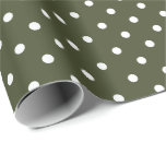 Olijfgroen | Wit Polka Dot inpakpapier<br><div class="desc">Dit klassieke polka dot cadeau inpakpapier is perfect voor uw cadeau behoeften! Wikkel een verjaardagscadeau, baby shower cadeau, vrijgezellenfeest cadeau, huwelijkscadeau of cadeau voor een andere speciale gelegenheid. Het is ook een prachtige keuze voor het inpakken van papierambachten: inpakken van papieren enveloppen, inpakken van papier, bunting, inpakken van streamers of...</div>