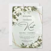 Olijfgroen wit rozen goudlijst de knoop kaart (Voorkant)