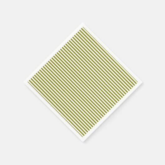 Olijfgroen wit strepen patroonpapier servet (Hoek)