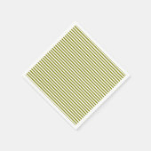 Olijfgroen wit strepenpatroon feestpapier servet (Hoek)