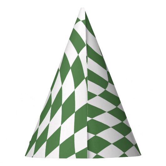 Olijfgroen & wit verwrongen geruite patroon feesthoedjes (Achterkant)