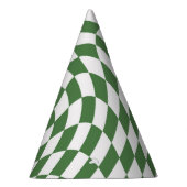 Olijfgroen & wit verwrongen geruite patroon feesthoedjes (Rechts)