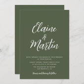 olijfgroen witscript trouwuitnodiging kaart (Voorkant / Achterkant)