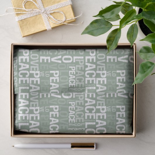 Olijfgroen Witte Vrede Liefde Kerstmis Tissuepapier (Geschenk)
