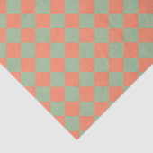 Olijfgroen Zalm Roze Geruite Diamant Patroon Tissuepapier (Detail)
