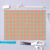 Olijfgroen Zalm Roze Geruite Diamant Patroon Tissuepapier (Craft)