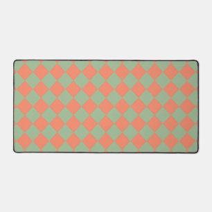 Olijfgroen Zalm Roze Schaken Ruit Patroon Bureaumat