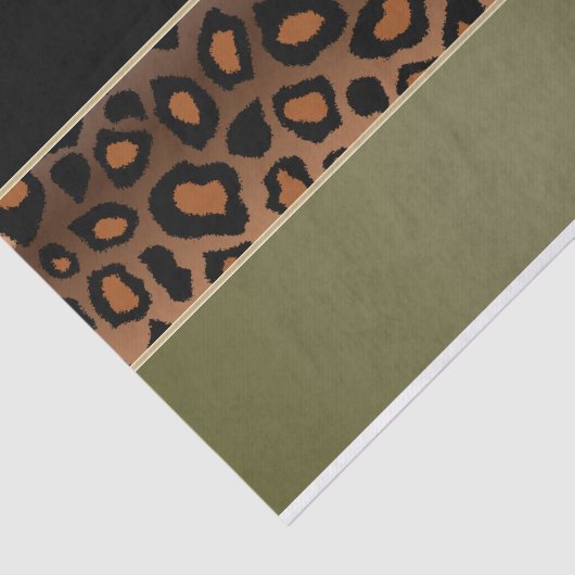 Olijfgroen, zwart en luipaard afdrukken tissuepapier (Detail)