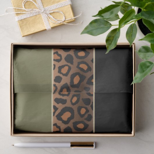 Olijfgroen, zwart en luipaard afdrukken tissuepapier (Geschenk)