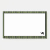 Olijfgroen zwart gestreepte rand | Monogram Post-it® Notes (Voorkant)